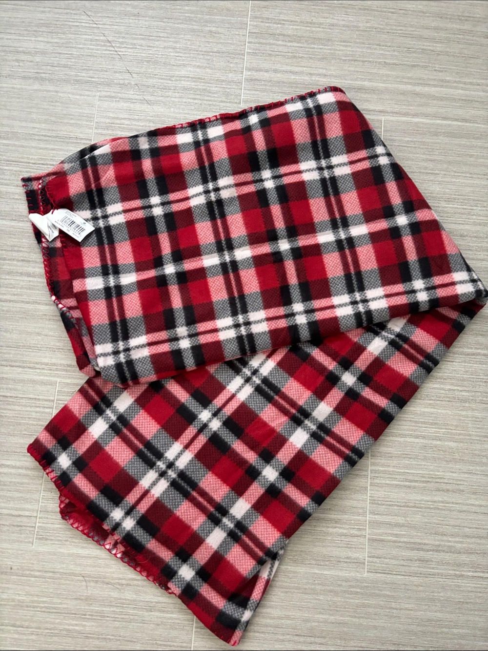 Comfort Bay Red Black White Plaid Fleece Throw Blanket